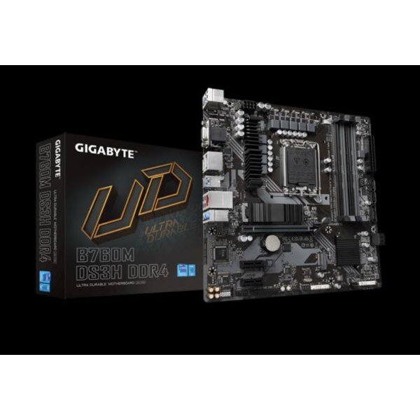 B760M-DS3H-DDR4 5333MHz OC LGA1700 M.2 HDMI DisplayPort MicroATX Anakart resmi